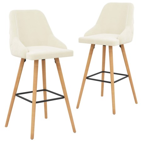 vidaXL Barhocker 2 Stk. Creme Samt 