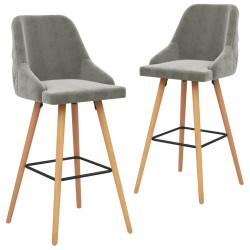 vidaXL Barhocker 2 Stk. Hellgrau Samt 