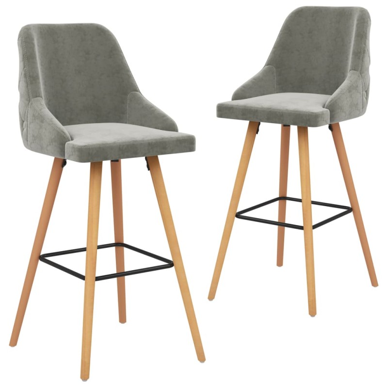 vidaXL Barhocker 2 Stk. Hellgrau Samt vidaXL Barhocker 2 Stk. Hellgrau Samt