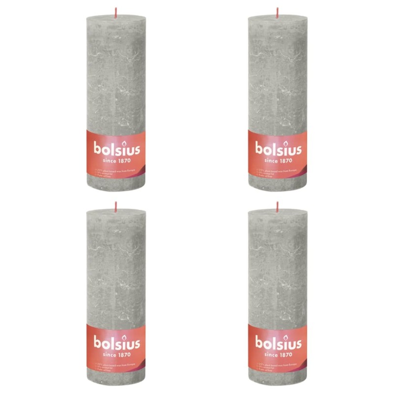 Bolsius Rustikale Stumpenkerzen Shine 4 Stk. 190x68 mm Sandgrau Bolsius Rustikale Stumpenkerzen Shine 4 Stk. 190x68 mm Sandgrau