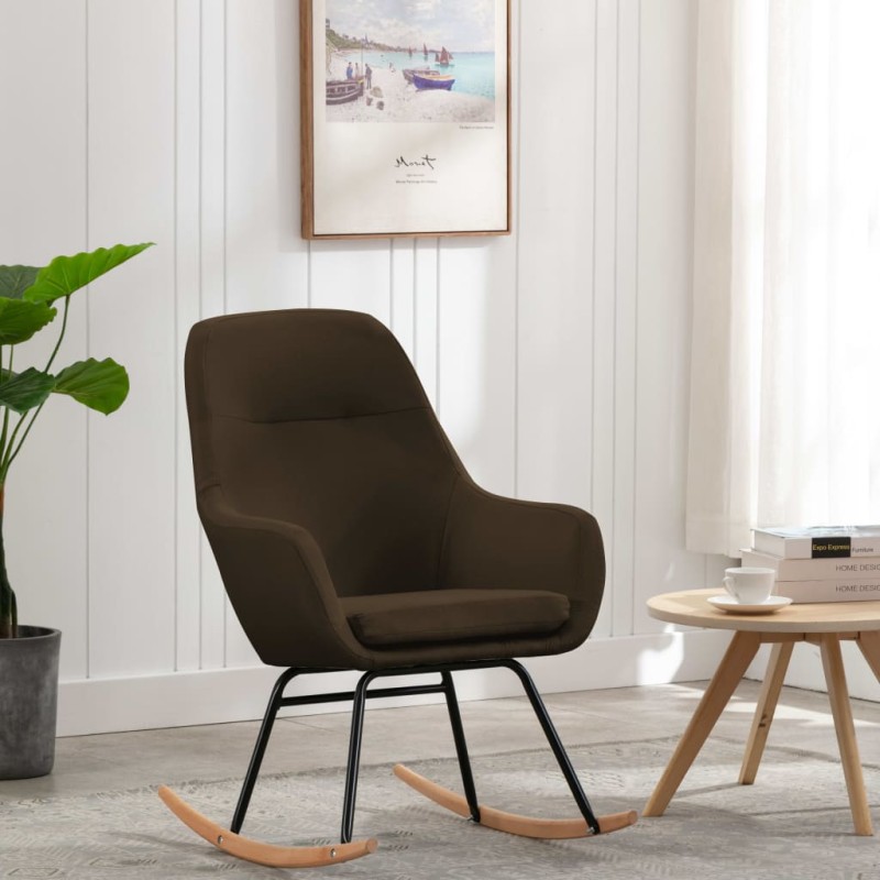 vidaXL Schaukelstuhl Braun Stoff vidaXL Schaukelstuhl Braun Stoff
