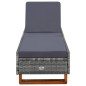 vidaXL Sonnenliege mit Auflage Poly Rattan Grau vidaXL Sonnenliege mit Auflage Poly Rattan Grau
