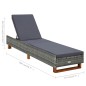vidaXL Sonnenliege mit Auflage Poly Rattan Grau vidaXL Sonnenliege mit Auflage Poly Rattan Grau
