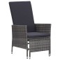vidaXL Garten-Liegestuhl mit Auflagen Poly Rattan Grau vidaXL Garten-Liegestuhl mit Auflagen Poly Rattan Grau