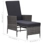 vidaXL Garten-Liegestuhl mit Auflagen Poly Rattan Grau vidaXL Garten-Liegestuhl mit Auflagen Poly Rattan Grau