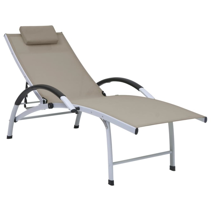 vidaXL Sonnenliege Aluminium Textilene Taupe vidaXL Sonnenliege Aluminium Textilene Taupe