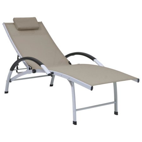 vidaXL Sonnenliege Aluminium Textilene Taupe