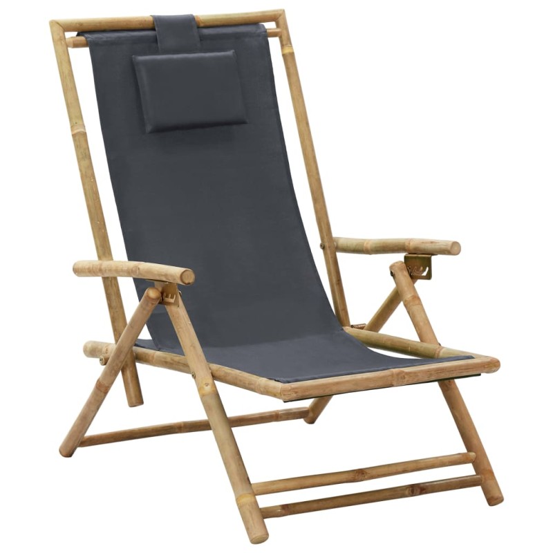 vidaXL Relaxstuhl Verstellbar Dunkelgrau Bambus und Stoff vidaXL Relaxstuhl Verstellbar Dunkelgrau Bambus und Stoff