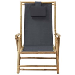 vidaXL Relaxstuhl Verstellbar Dunkelgrau Bambus und Stoff