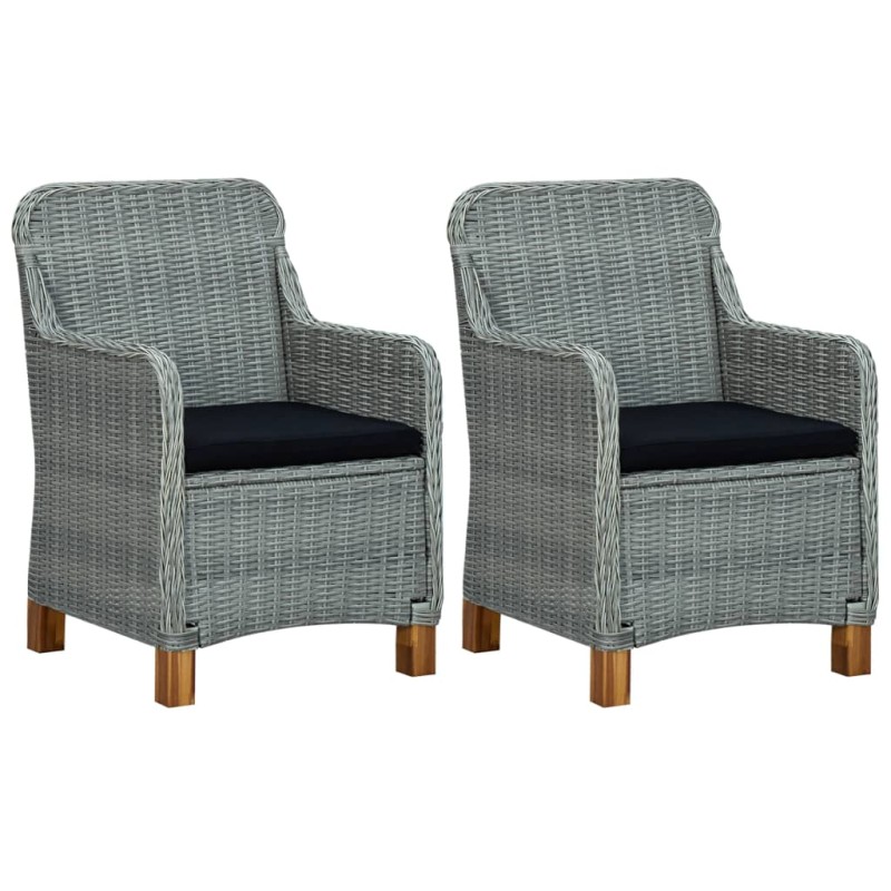 vidaXL Gartenstühle mit Kissen 2 Stk. Poly Rattan Hellgrau vidaXL Gartenstühle mit Kissen 2 Stk. Poly Rattan Hellgrau