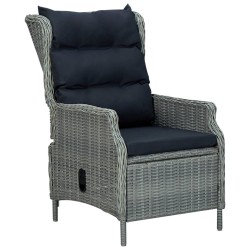 vidaXL Verstellbarer Gartensessel mit Auflagen Poly Rattan Hellgrau