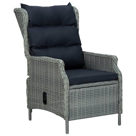 vidaXL Verstellbarer Gartensessel mit Auflagen Poly Rattan Hellgrau