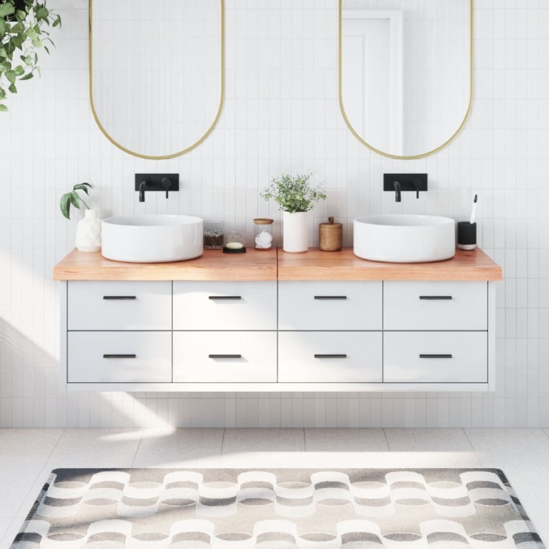 Waschtischplatte Hellbraun 180x40x6 cm Massivholz Behandelt Waschtischplatte Hellbraun 180x40x6 cm Massivholz Behandelt