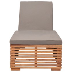 vidaXL Sonnenliege mit Dunkelgrauem Kissen Teak Massivholz