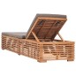 vidaXL Sonnenliege mit Dunkelgrauem Kissen Teak Massivholz vidaXL Sonnenliege mit Dunkelgrauem Kissen Teak Massivholz