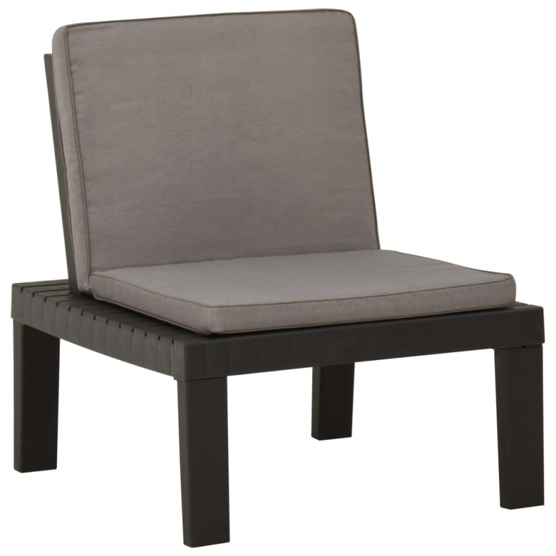 vidaXL Garten-Lounge-Stuhl mit Auflage Kunststoff Grau vidaXL Garten-Lounge-Stuhl mit Auflage Kunststoff Grau