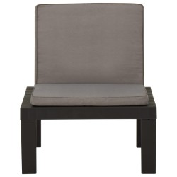 vidaXL Garten-Lounge-Stuhl mit Auflage Kunststoff Grau