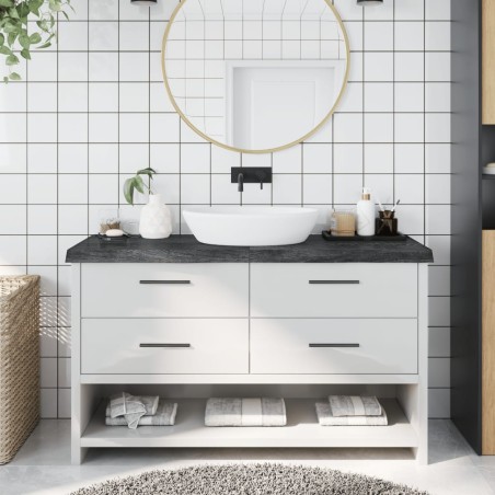 Waschtischplatte Dunkelgrau 140x50x6 cm Massivholz Behandelt