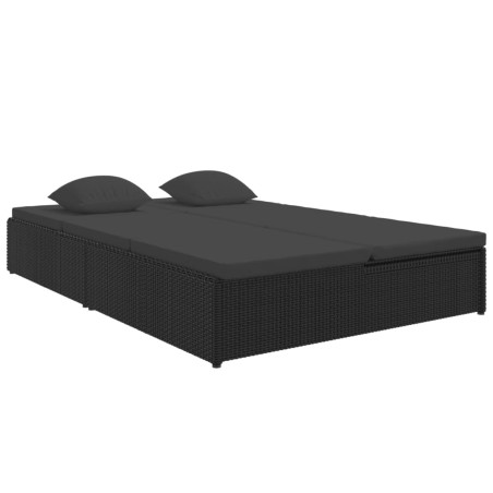 vidaXL Sonnenliege mit Auflagen Poly Rattan Schwarz