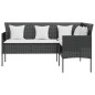 vidaXL Sofa in L-Form mit Kissen Poly Rattan Schwarz vidaXL Sofa in L-Form mit Kissen Poly Rattan Schwarz