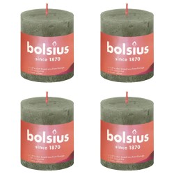 Bolsius Rustikale Stumpenkerzen Shine 4 Stk. 80x68 mm Olivgrün