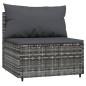 vidaXL Garten-Mittelsofa mit Kissen Grau Poly Rattan vidaXL Garten-Mittelsofa mit Kissen Grau Poly Rattan