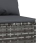 vidaXL Garten-Mittelsofa mit Kissen Grau Poly Rattan vidaXL Garten-Mittelsofa mit Kissen Grau Poly Rattan