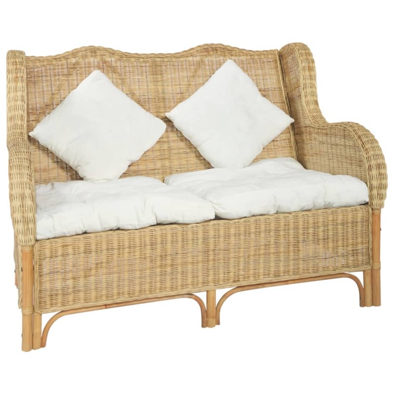 vidaXL 2-Sitzer-Sofa Natürliches Rattan und Leinen vidaXL 2-Sitzer-Sofa Natürliches Rattan und Leinen