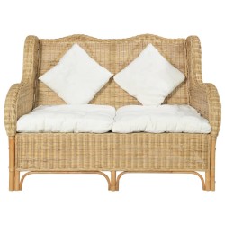 vidaXL 2-Sitzer-Sofa Natürliches Rattan und Leinen