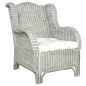 vidaXL Sessel mit Kissen Grau Natur-Rattan und Leinen vidaXL Sessel mit Kissen Grau Natur-Rattan und Leinen