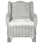 vidaXL Sessel mit Kissen Grau Natur-Rattan und Leinen vidaXL Sessel mit Kissen Grau Natur-Rattan und Leinen