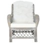vidaXL Sessel mit Kissen Grau Natur-Rattan und Leinen vidaXL Sessel mit Kissen Grau Natur-Rattan und Leinen