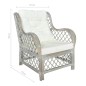 vidaXL Sessel mit Kissen Grau Natur-Rattan und Leinen vidaXL Sessel mit Kissen Grau Natur-Rattan und Leinen