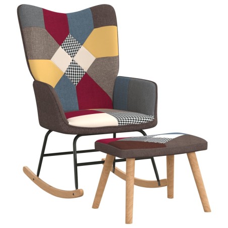 vidaXL Schaukelstuhl mit Hocker Patchwork Stoff