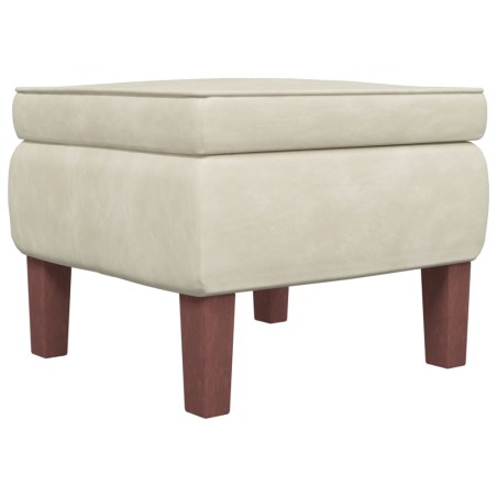 vidaXL Hocker mit Holzbeinen Creme Samt