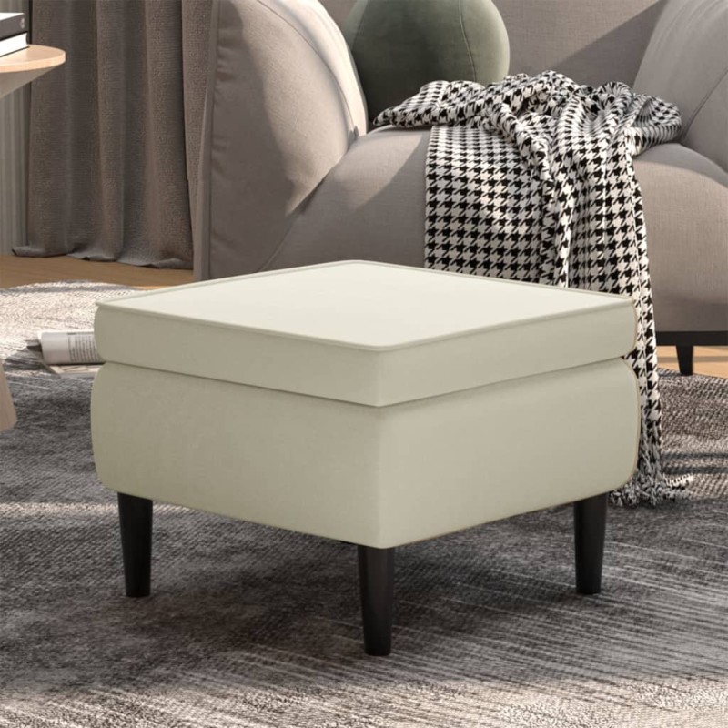 vidaXL Hocker mit Holzbeinen Creme Samt vidaXL Hocker mit Holzbeinen Creme Samt