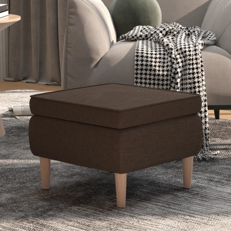 vidaXL Hocker mit Holzbeinen Dunkelbraun Stoff vidaXL Hocker mit Holzbeinen Dunkelbraun Stoff
