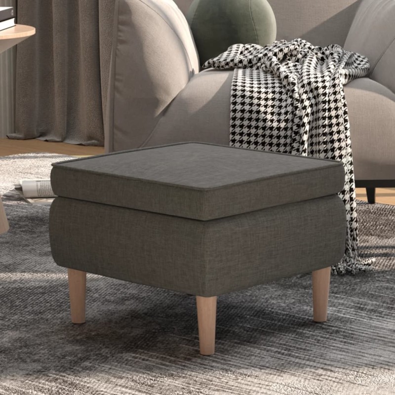 vidaXL Hocker mit Holzbeinen Dunkelgrau Stoff vidaXL Hocker mit Holzbeinen Dunkelgrau Stoff
