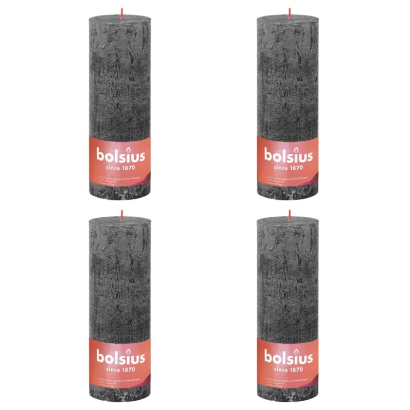Bolsius Rustikale Stumpenkerzen Shine 4 Stk. 190x68 mm Sturmgrau Bolsius Rustikale Stumpenkerzen Shine 4 Stk. 190x68 mm Sturmgrau