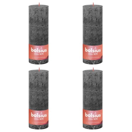 Bolsius Rustikale Stumpenkerzen Shine 4 Stk. 190x68 mm Sturmgrau