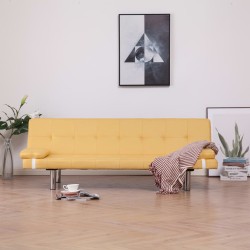 vidaXL Schlafsofa mit zwei Kissen Gelb Polyester