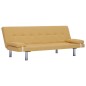 vidaXL Schlafsofa mit zwei Kissen Gelb Polyester vidaXL Schlafsofa mit zwei Kissen Gelb Polyester