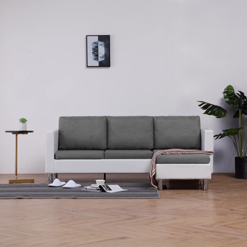 vidaXL 3-Sitzer-Sofa mit Kissen Weiß Kunstleder vidaXL 3-Sitzer-Sofa mit Kissen Weiß Kunstleder