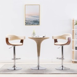vidaXL Barhocker 2 Stk. Creme Bugholz und Kunstleder 