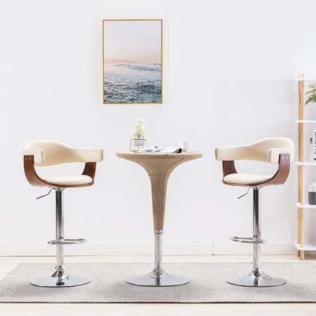 vidaXL Barhocker 2 Stk. Creme Bugholz und Kunstleder 