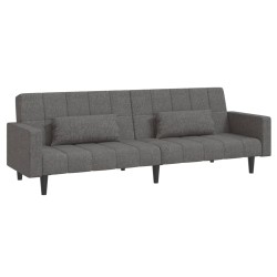 vidaXL Schlafsofa 2-Sitzer mit 2 Kissen Hellgrau Stoff