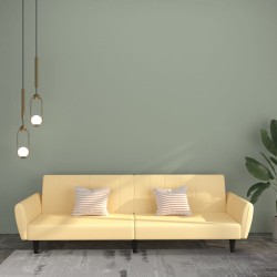 vidaXL Schlafsofa 2-Sitzer Creme Samt