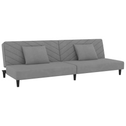 vidaXL Schlafsofa 2-Sitzer mit 2 Kissen Hellgrau Samt  