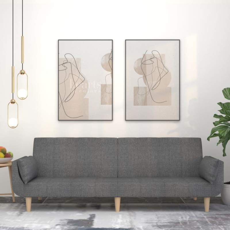 vidaXL Schlafsofa 2-Sitzer mit 2 Kissen Hellgrau Stoff vidaXL Schlafsofa 2-Sitzer mit 2 Kissen Hellgrau Stoff