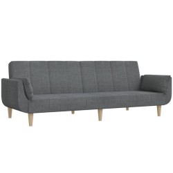 vidaXL Schlafsofa 2-Sitzer mit 2 Kissen Hellgrau Stoff